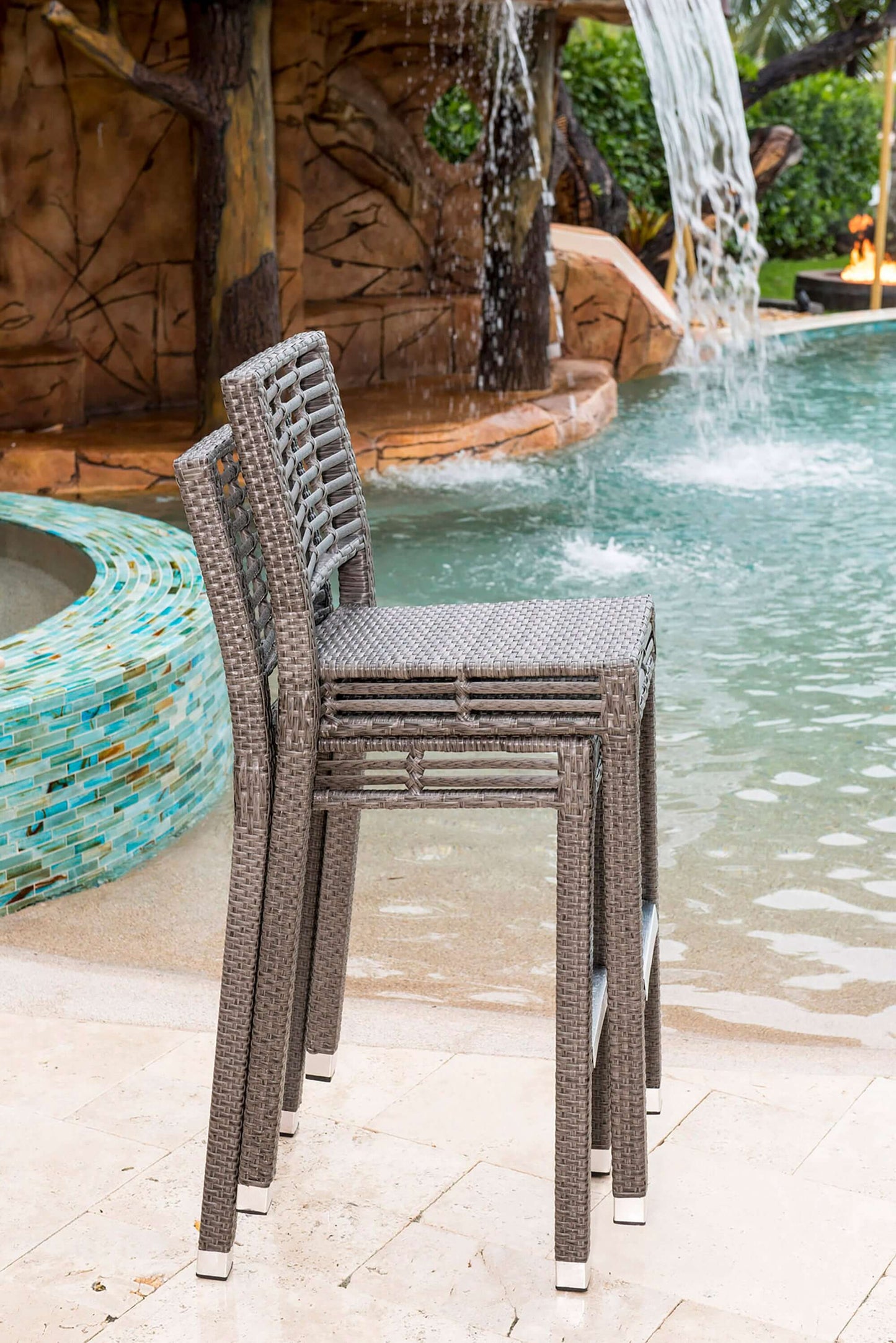 Panama Jack UV and weather-resistant stackable outdoor barstools with cushions set of 2