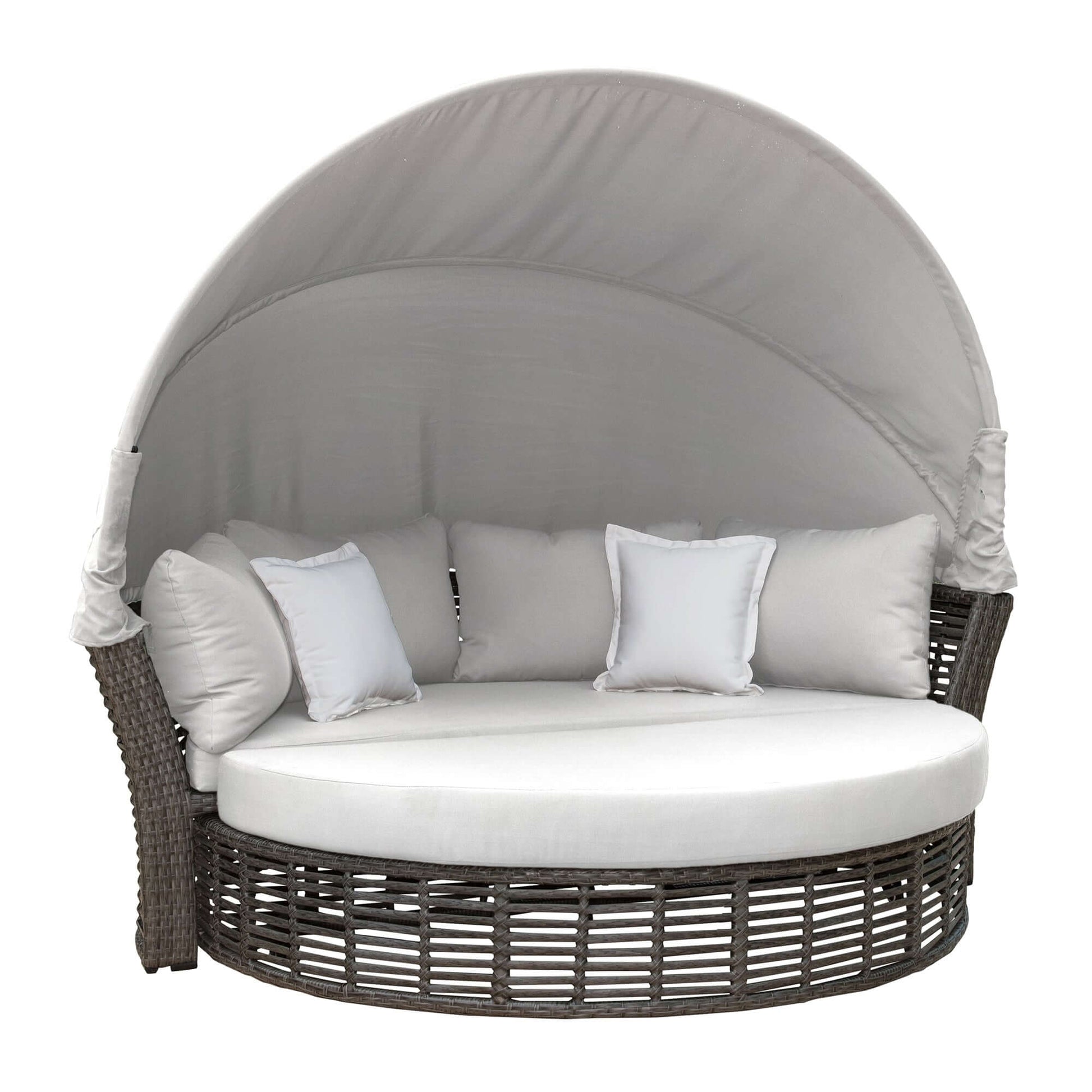 Panama Jack outdoor daybed with canopy and cushions made from high quality woven fiber