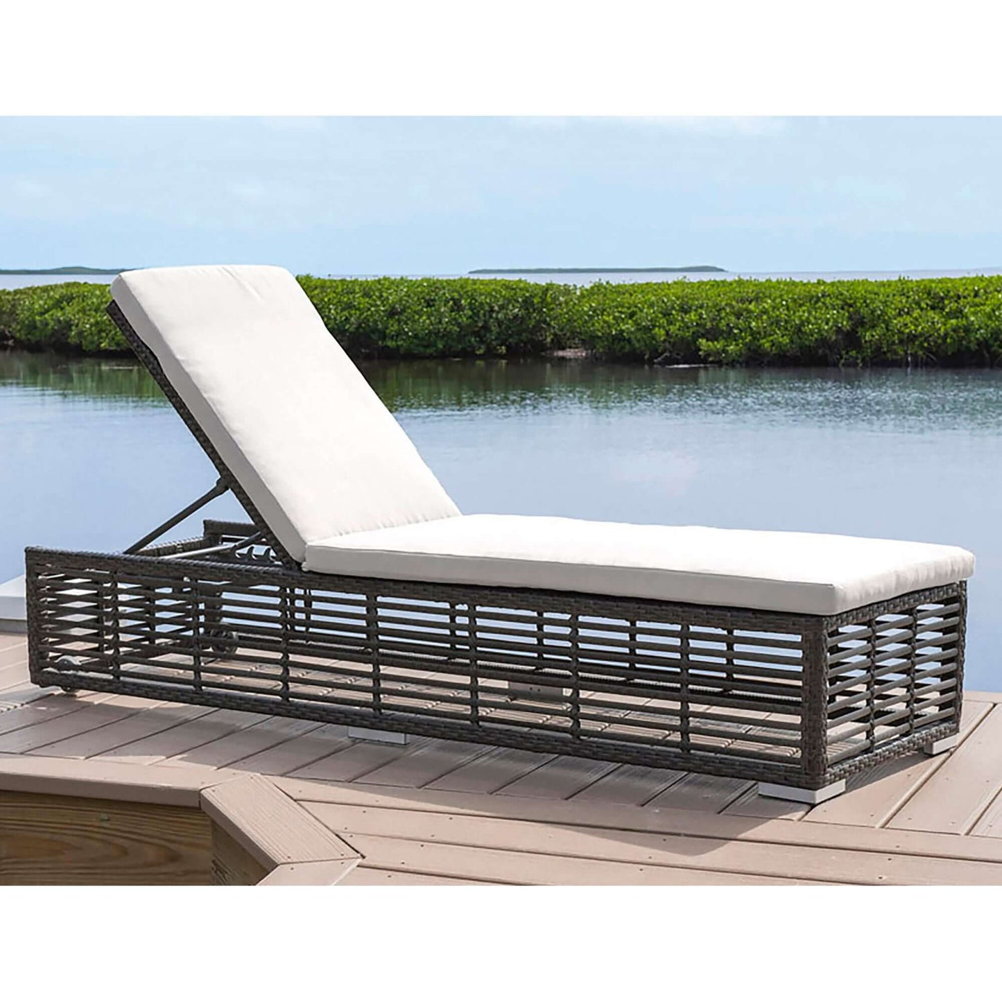 Panama Jack UV and weather-resistant outdoor chaise lounge with wheels and cushion
