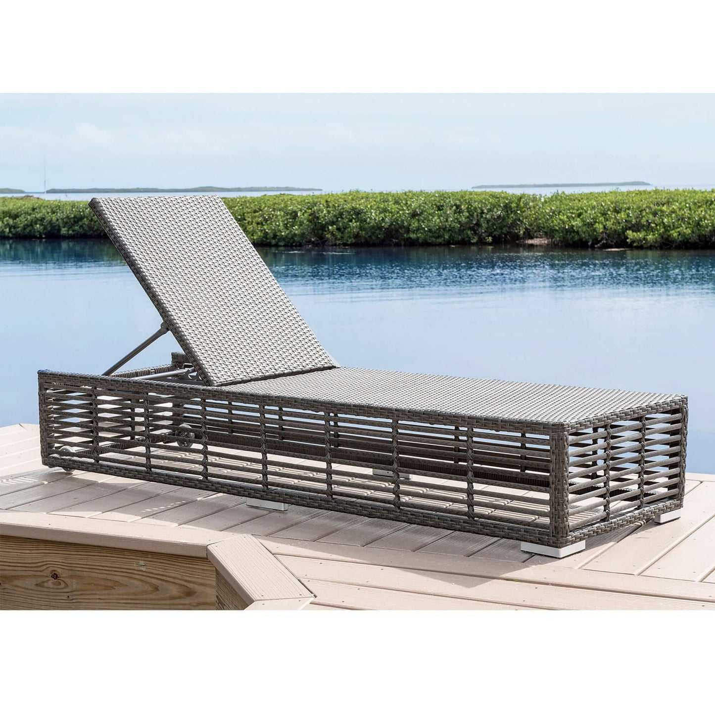Panama Jack UV and weather-resistant outdoor chaise lounge with wheels and cushion