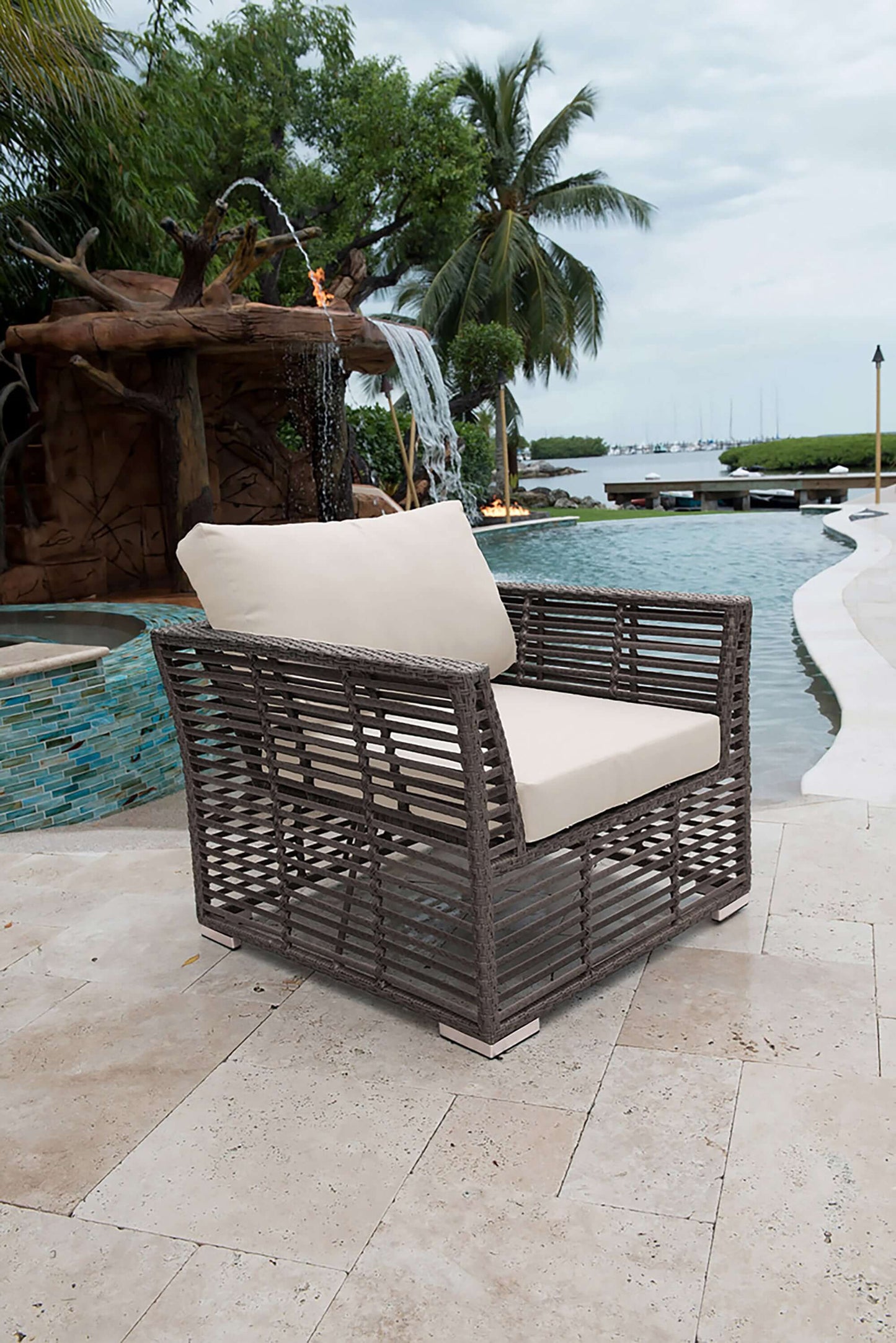 Panama Jack UV and weather-resistant outdoor lounge chair with cushions