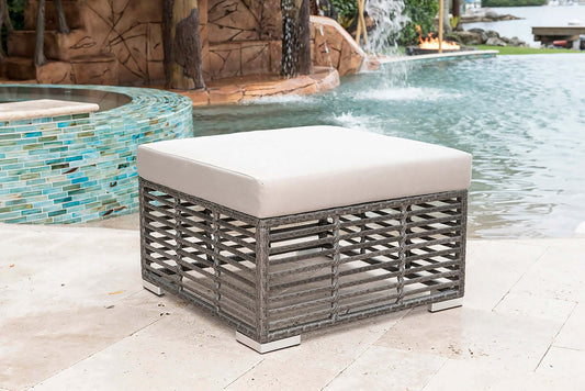 Panama Jack UV and weather-resistant outdoor ottoman with cushion