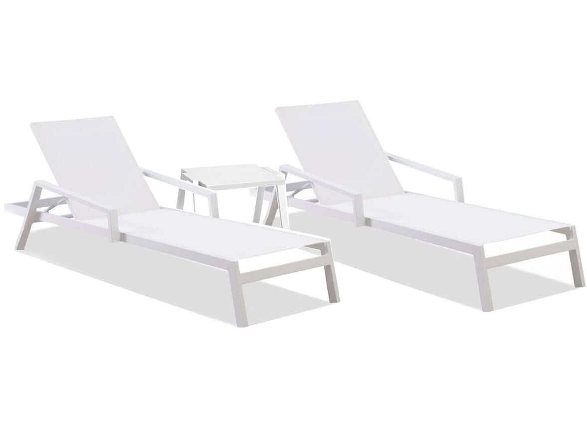 Panama Jack 3-piece chaise lounge set made with strong powder-coated finish resistant to corroding and scratching