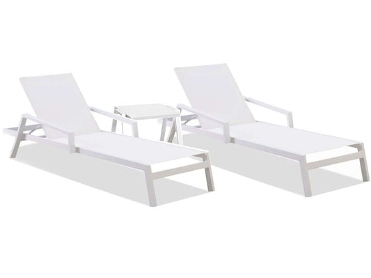 Panama Jack 3-piece chaise lounge set made with strong powder-coated finish resistant to corroding and scratching