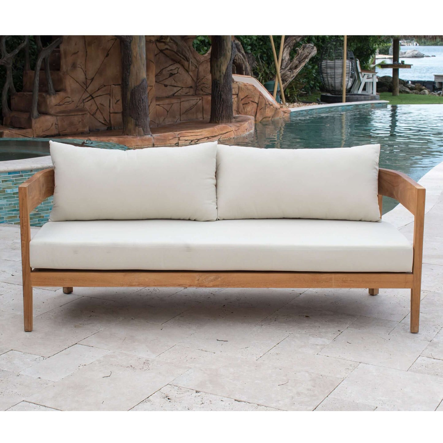 Panama Jack Grade-A Teak wood outdoor sofa with cushion