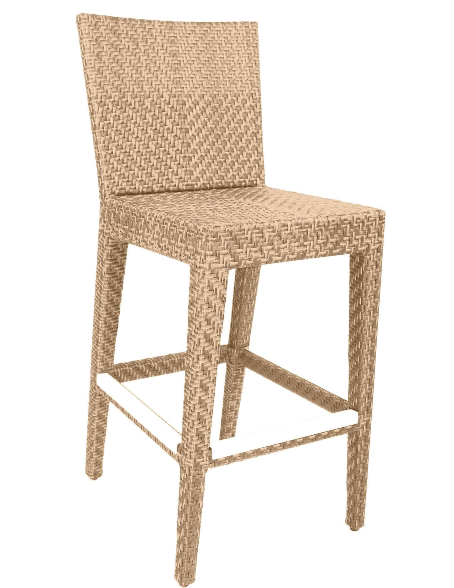 Panama Jack outdoor barstool crafted with aluminum frames and commercial quality fiber weaving with cushion
