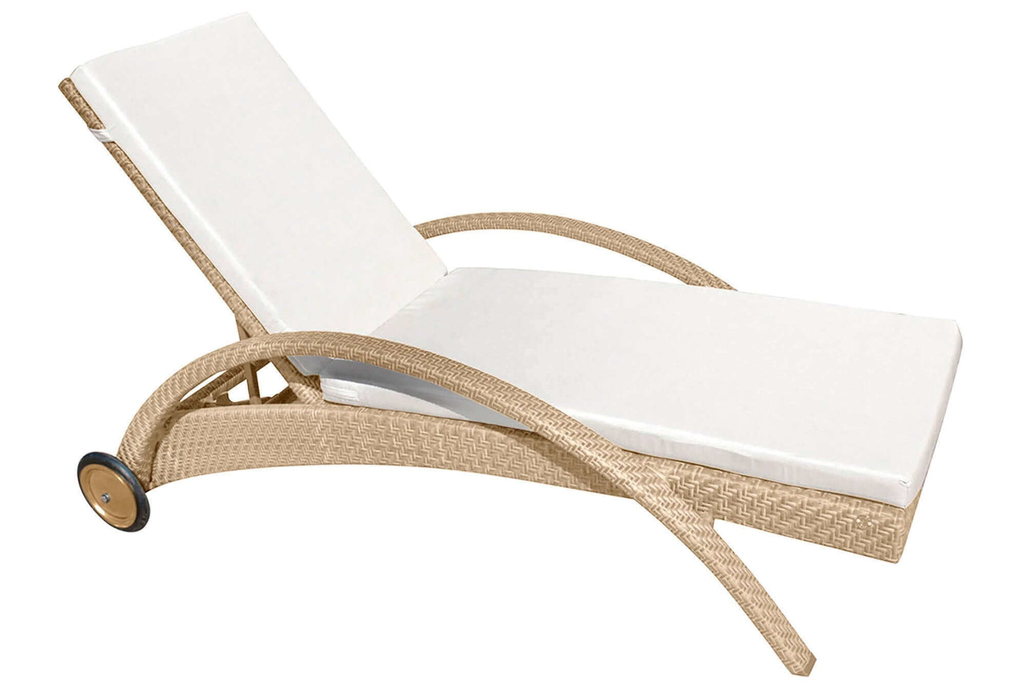Panama Jack outdoor chaise lounge crafted with aluminum frames and commercial quality fiber weaving with cushion