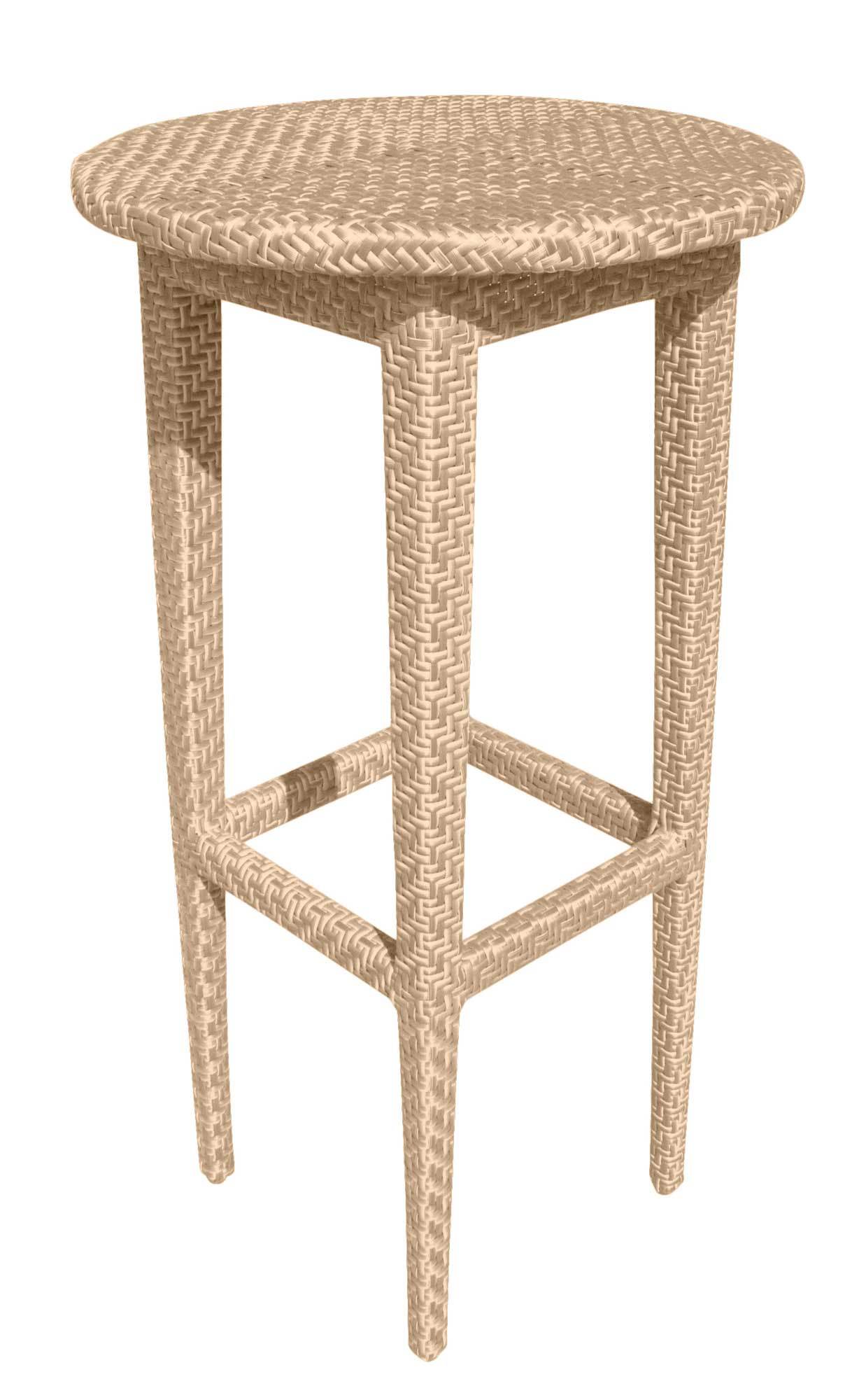 Panama Jack outdoor round pub table crafted with aluminum frames and commercial quality fiber weaving