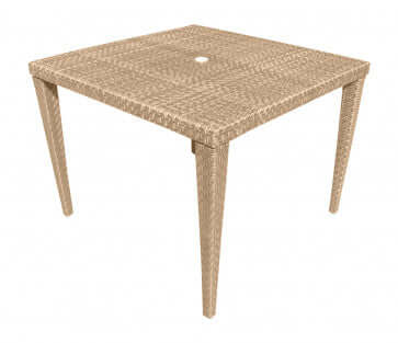 Panama Jack outdoor square dining table with umbrella hole crafted with aluminum frames and commercial quality fiber weaving
