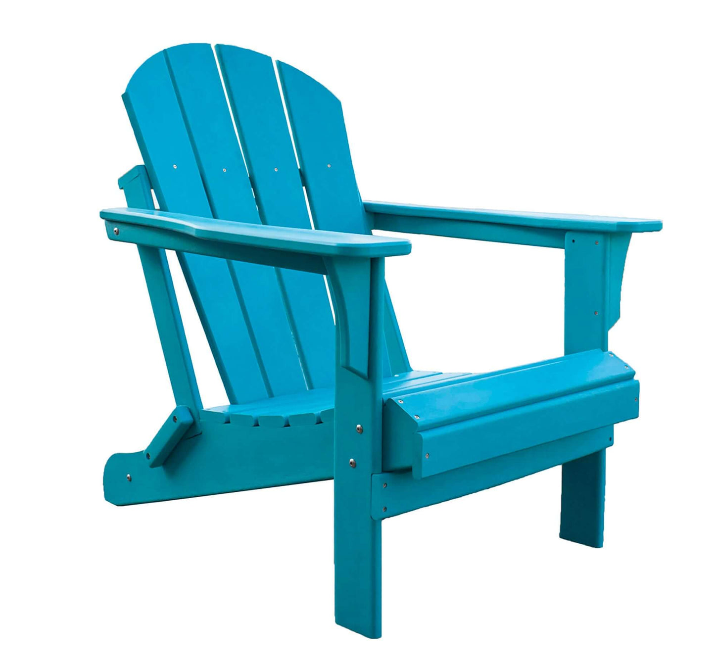 Panama Jack Teal weather-resistant Poly-resin folding Adirondack chair with stainless steel hardware.