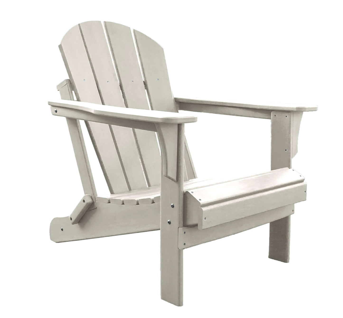 Panama Jack White weather-resistant Poly-resin folding Adirondack chair with stainless steel hardware.