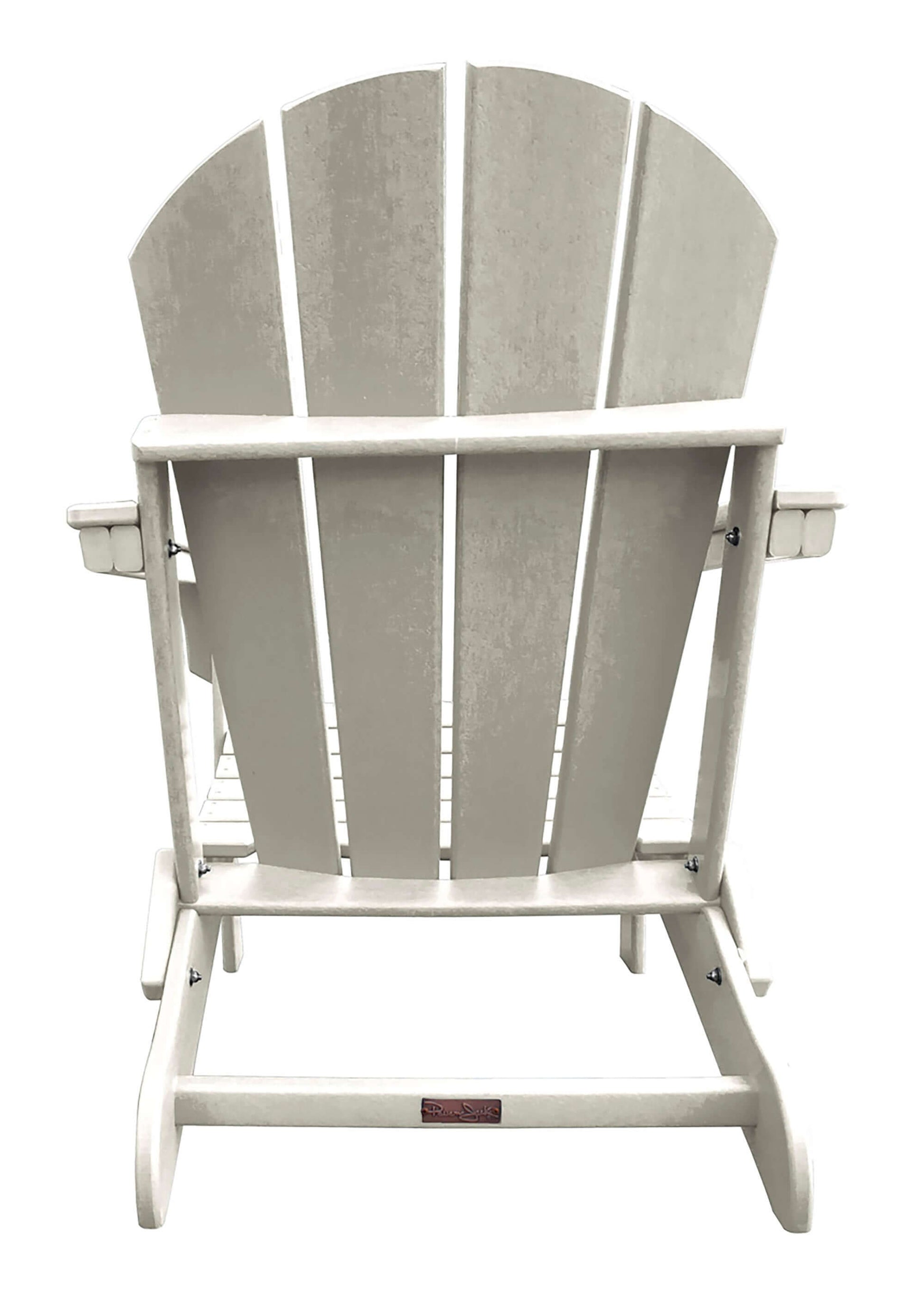 Panama Jack White weather-resistant Poly-resin folding Adirondack chair with stainless steel hardware.