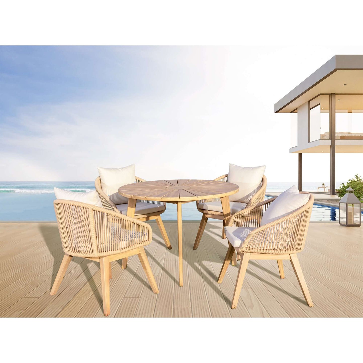 Panama Jack 5-Piece Outdoor Dining Set weather-resistant materials and contract quality