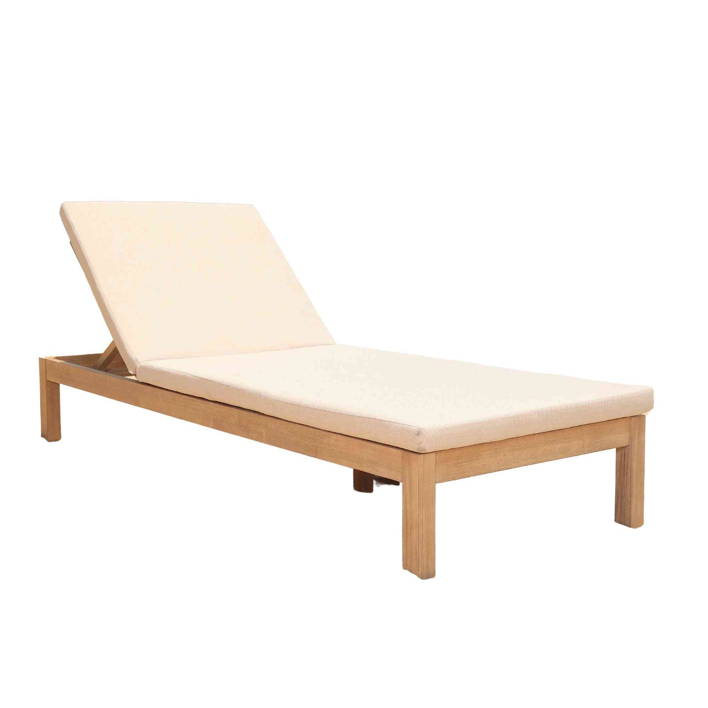 Panama Jack outdoor chaise lounge made with Acacia wood for a natural wood finish and adjustable backrest
