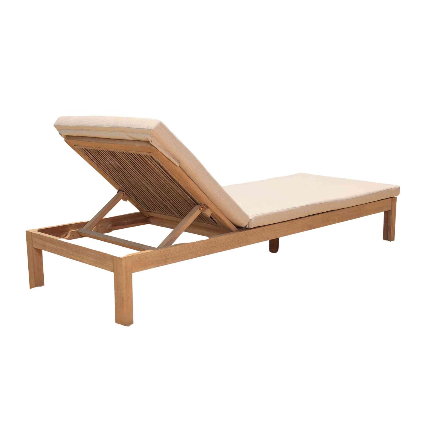 Panama Jack outdoor chaise lounge made with Acacia wood for a natural wood finish and adjustable backrest