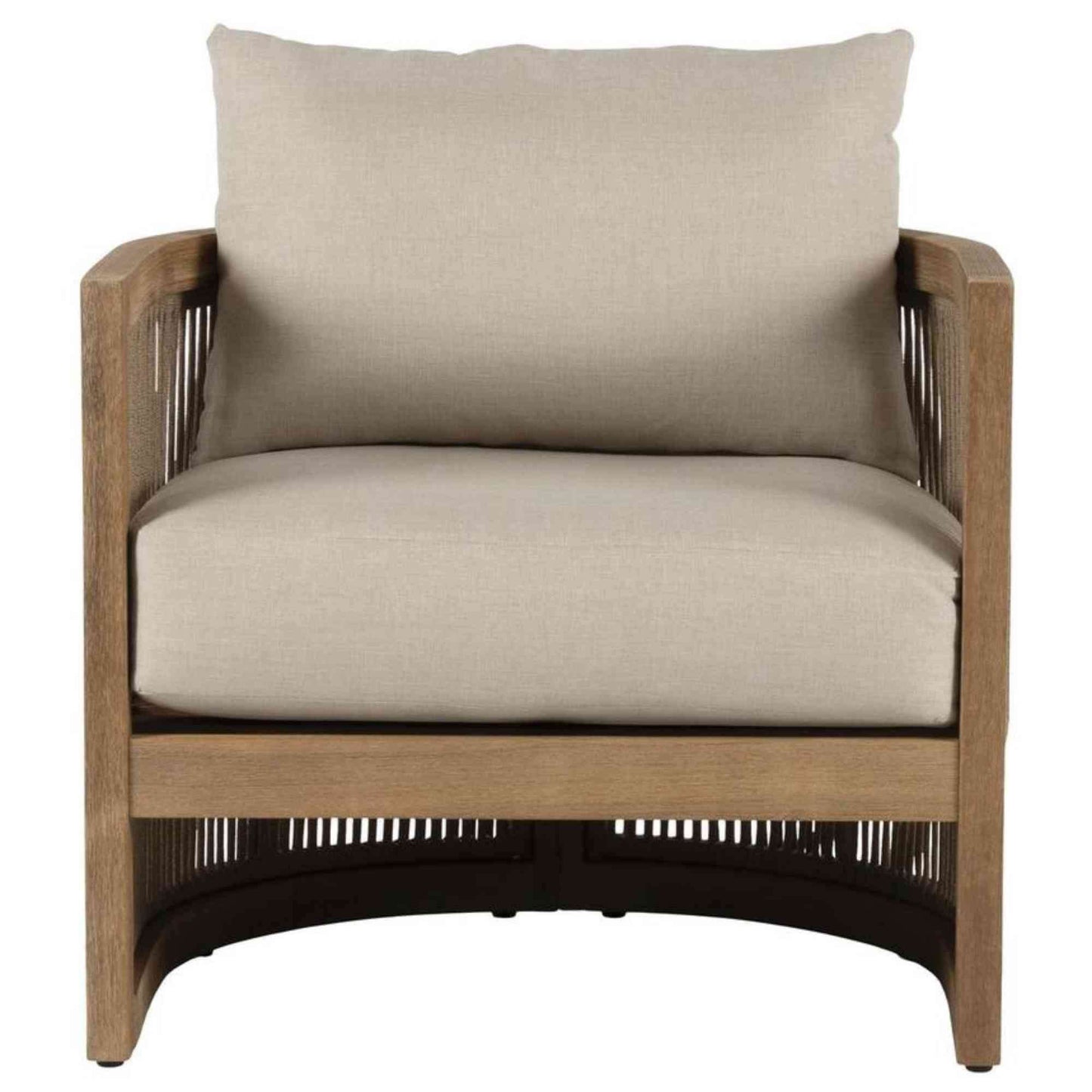 Panama Jack outdoor lounge chair made with Acacia wood for a natural wood finish with cushions