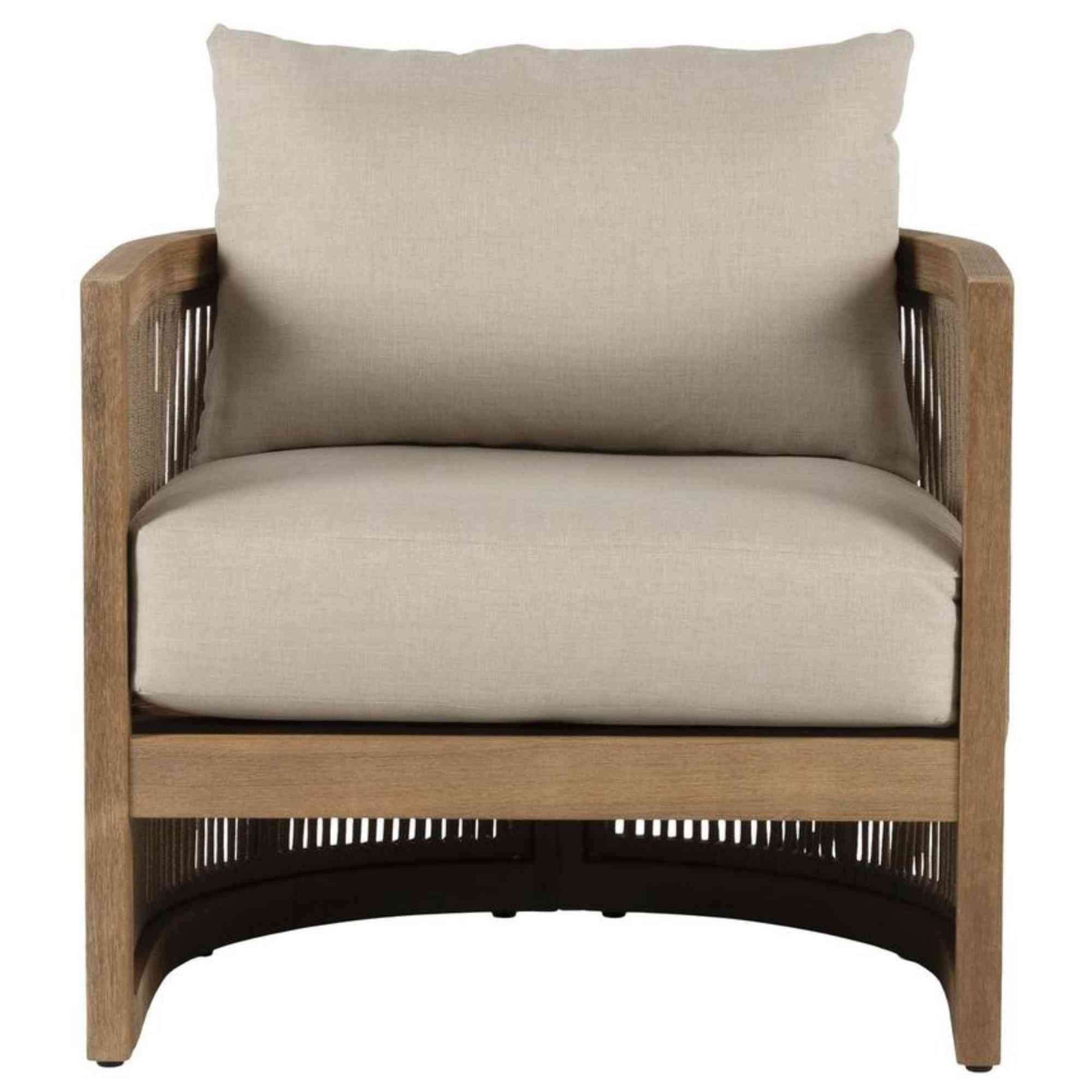 Panama Jack outdoor lounge chair made with Acacia wood for a natural wood finish with cushions