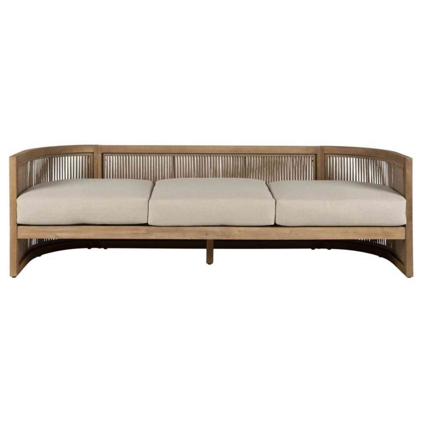 Panama Jack outdoor sofa made with Acacia wood for a natural wood finish with cushions