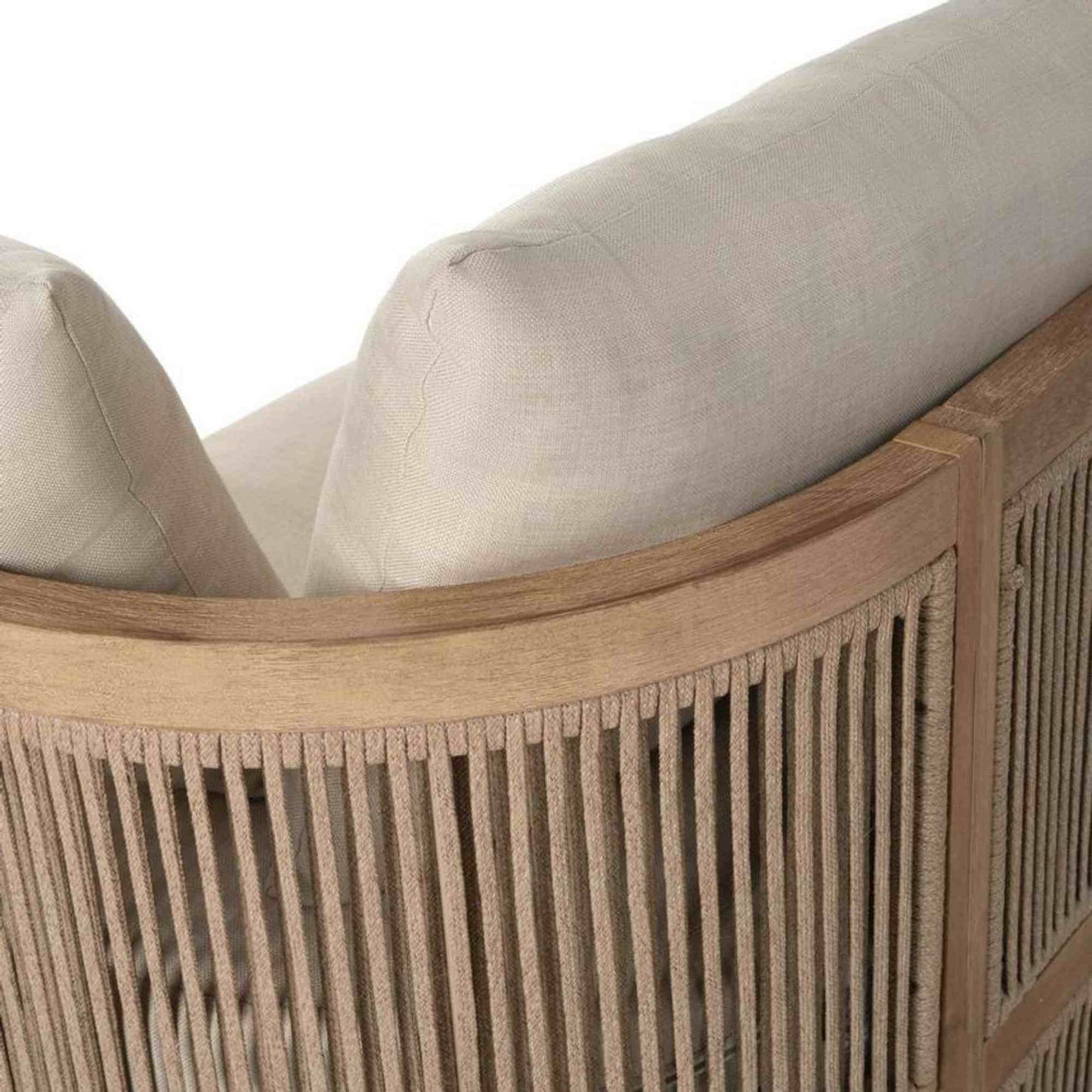 Panama Jack outdoor sofa made with Acacia wood for a natural wood finish with cushions