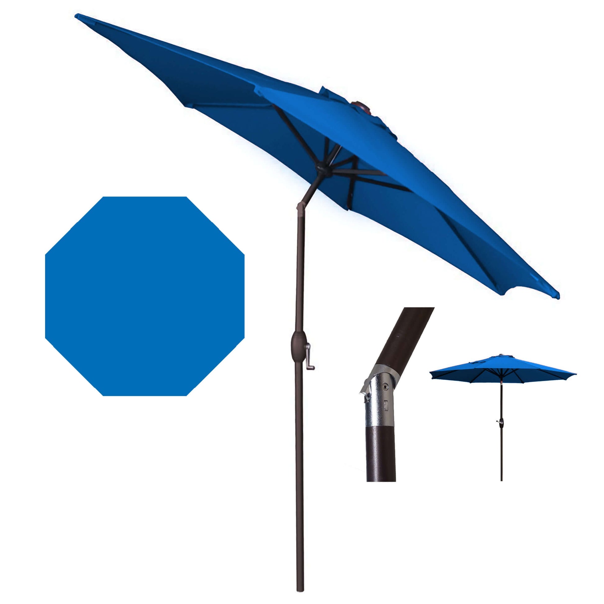 Panama Jack Blue 9' Aluminum Patio Umbrella with Crank