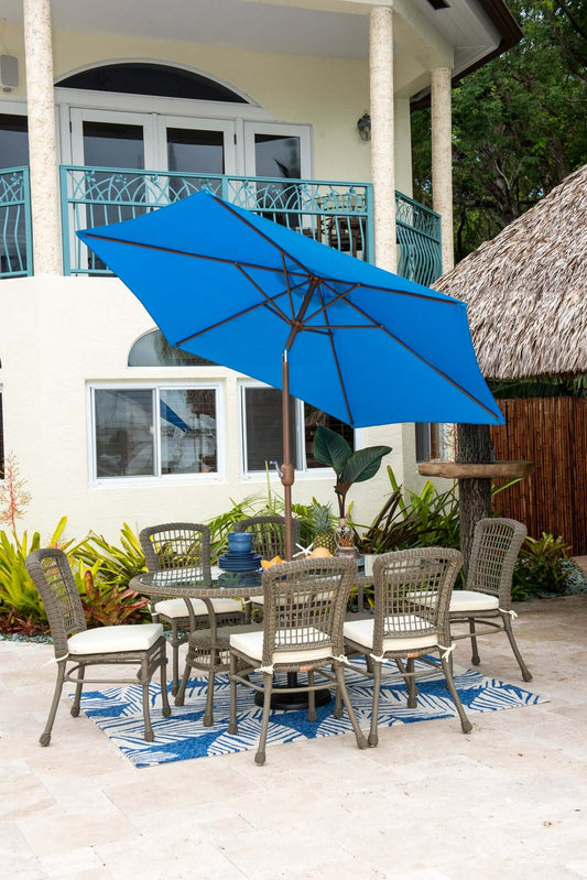 Panama Jack Blue 9' Aluminum Patio Umbrella with Crank
