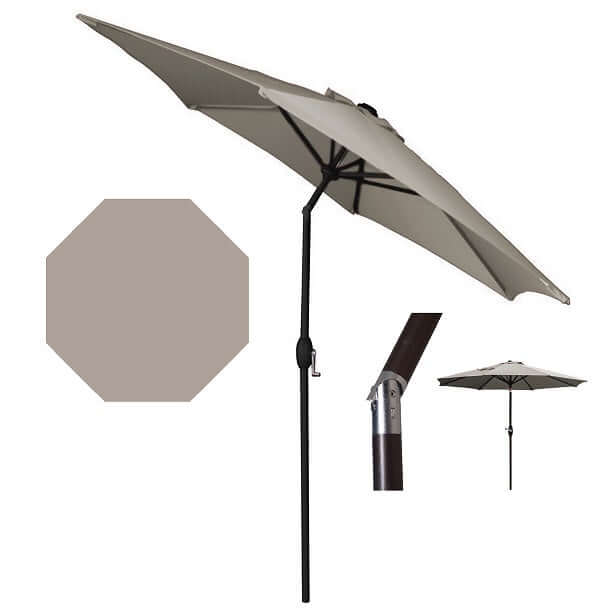 Panama Jack Grey 9' Aluminum Patio Umbrella with Crank
