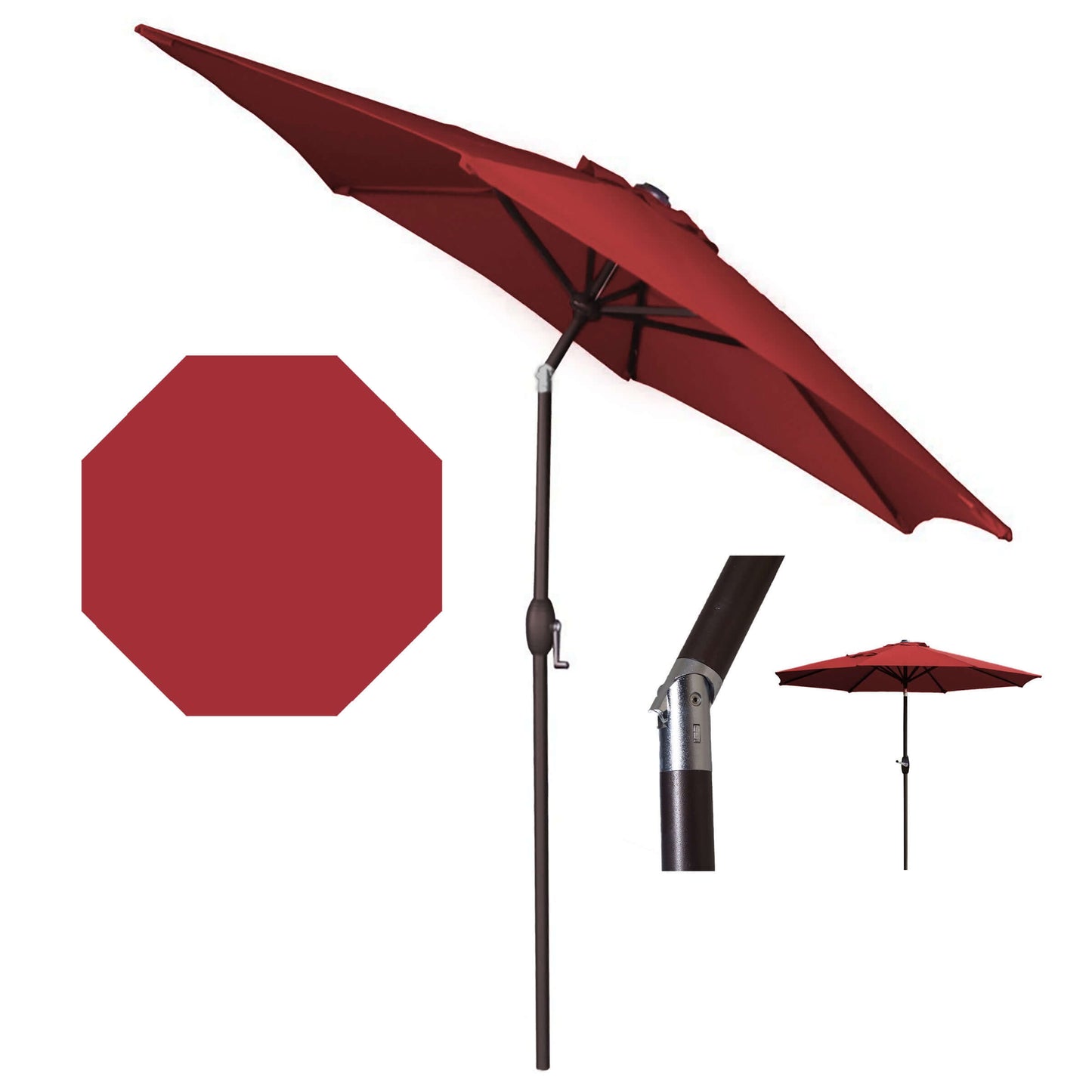 Panama Jack Red 9' Aluminum Patio Umbrella with Crank