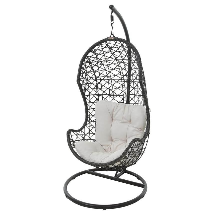 Panama Jack outdoor hanging chair with metal stand and cushions