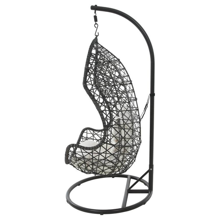 Panama Jack outdoor hanging chair with metal stand and cushions