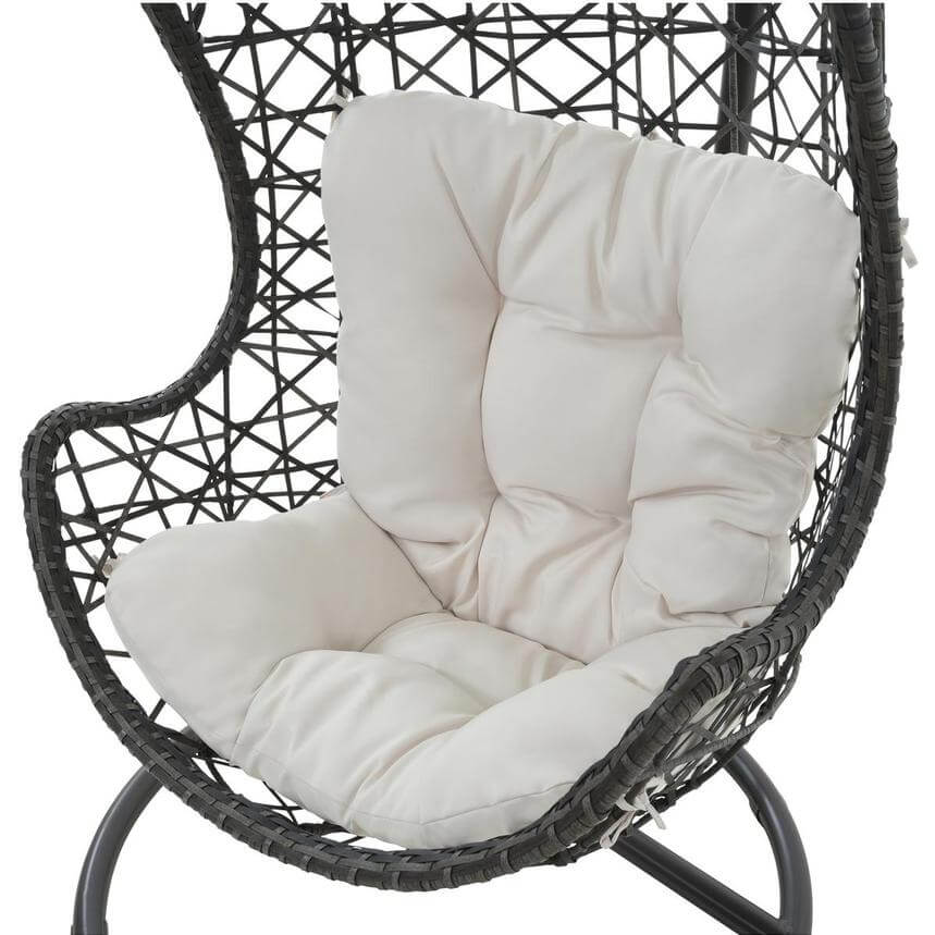 Panama Jack outdoor hanging chair with metal stand and cushions