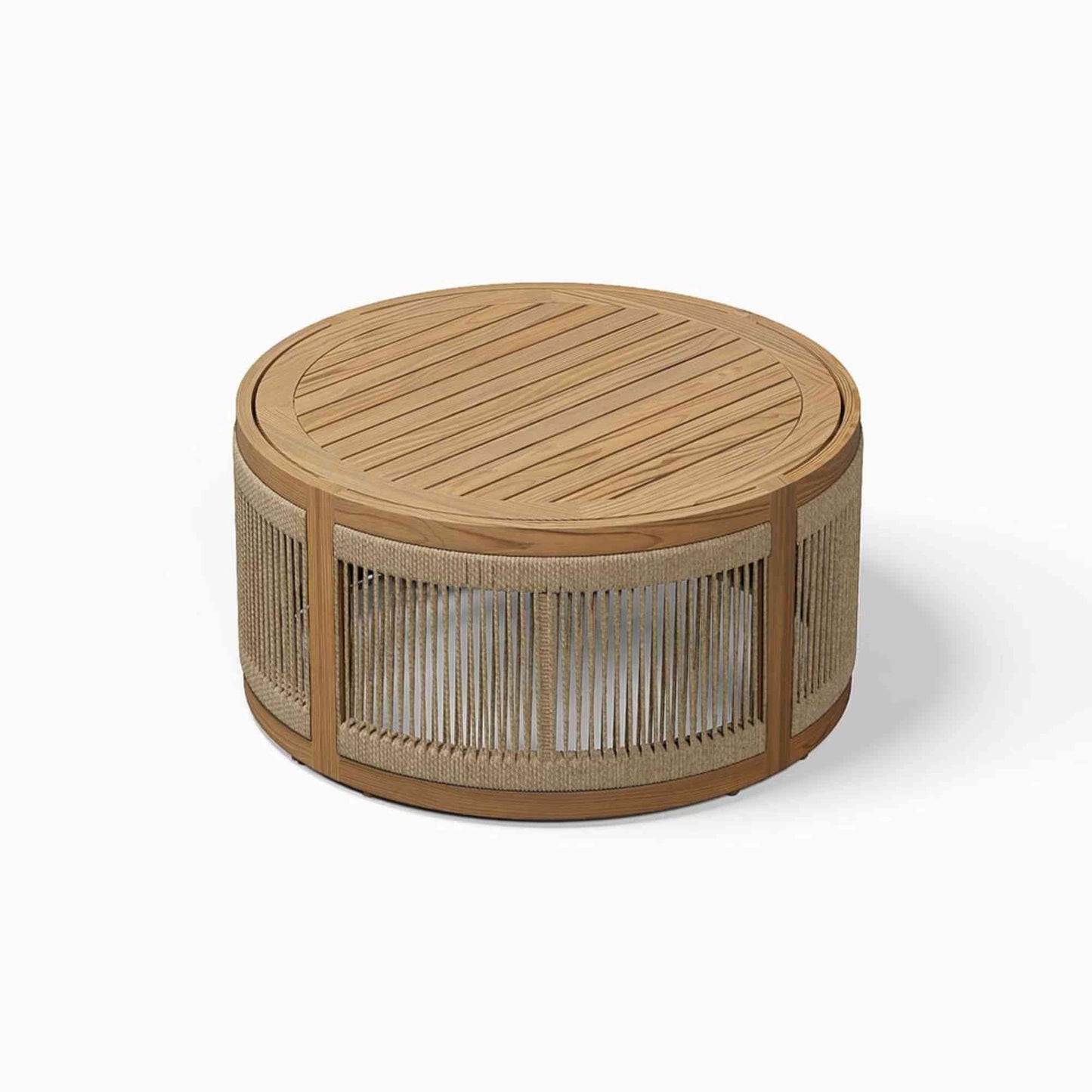 Outdoor coffee table crafted with durable aluminum frame wrapped in premium Acacia wood