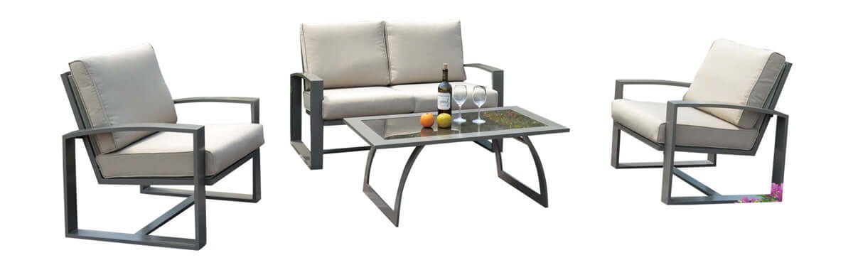 4-piece outdoor seating set made with powder-coated aluminum frames