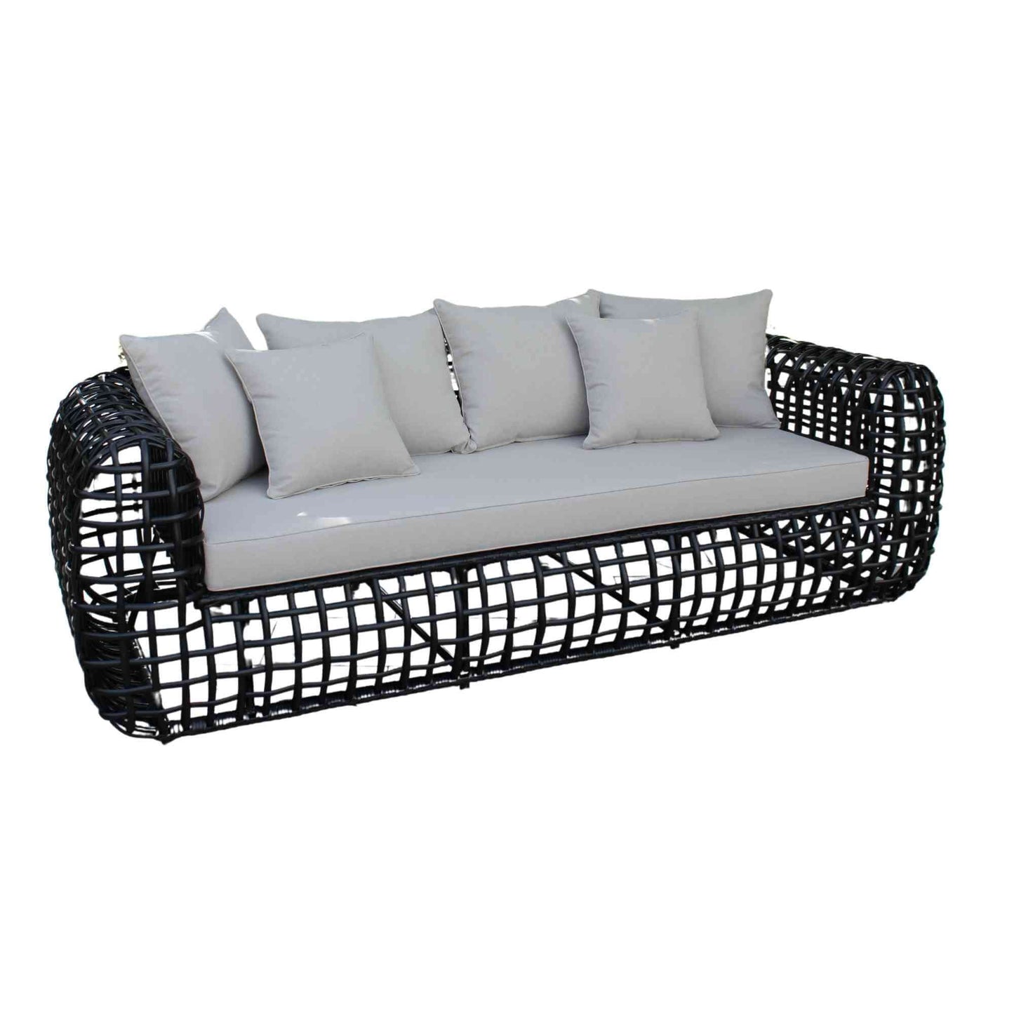 Black synthetic wicker outdoor sofa