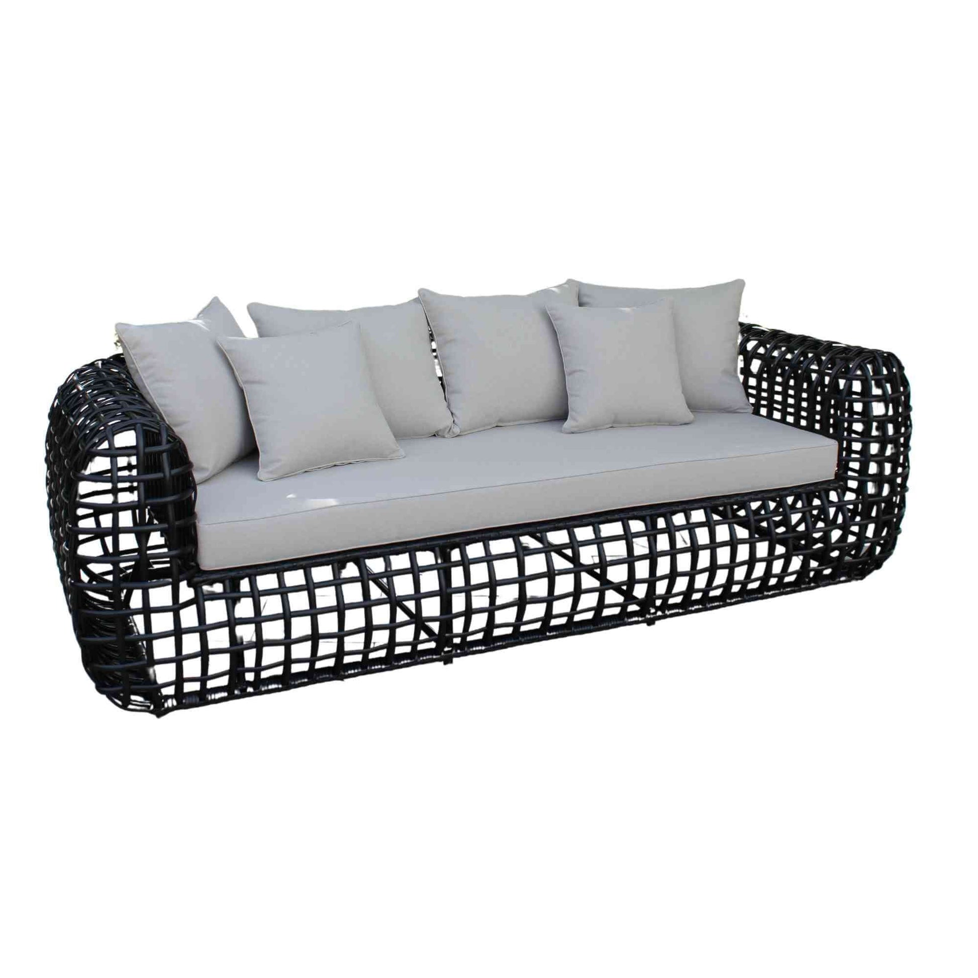 Black synthetic wicker outdoor sofa