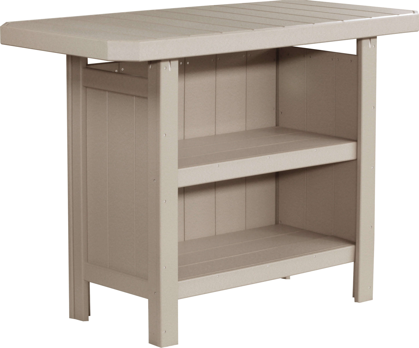 LuxCraft Outdoor Serving Bar 5-Piece Set includes 4 outdoor bar stools