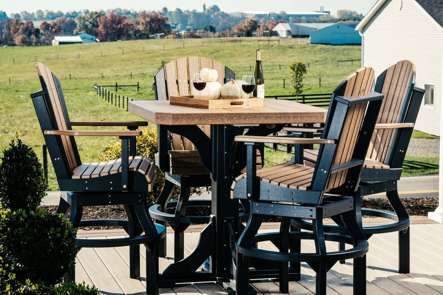 LuxCraft 41" Square Outdoor Dining Table features umbrella hole for added shade and variety of color options