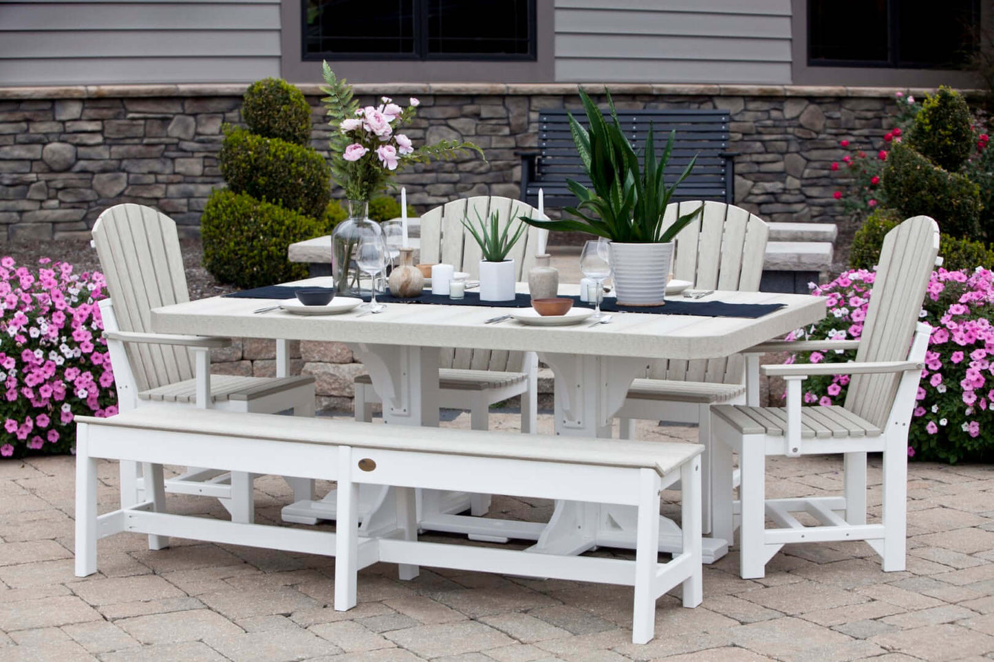 LuxCraft 6-foot rectangular Outdoor Dining Table features umbrella hole for added shade and variety of color options