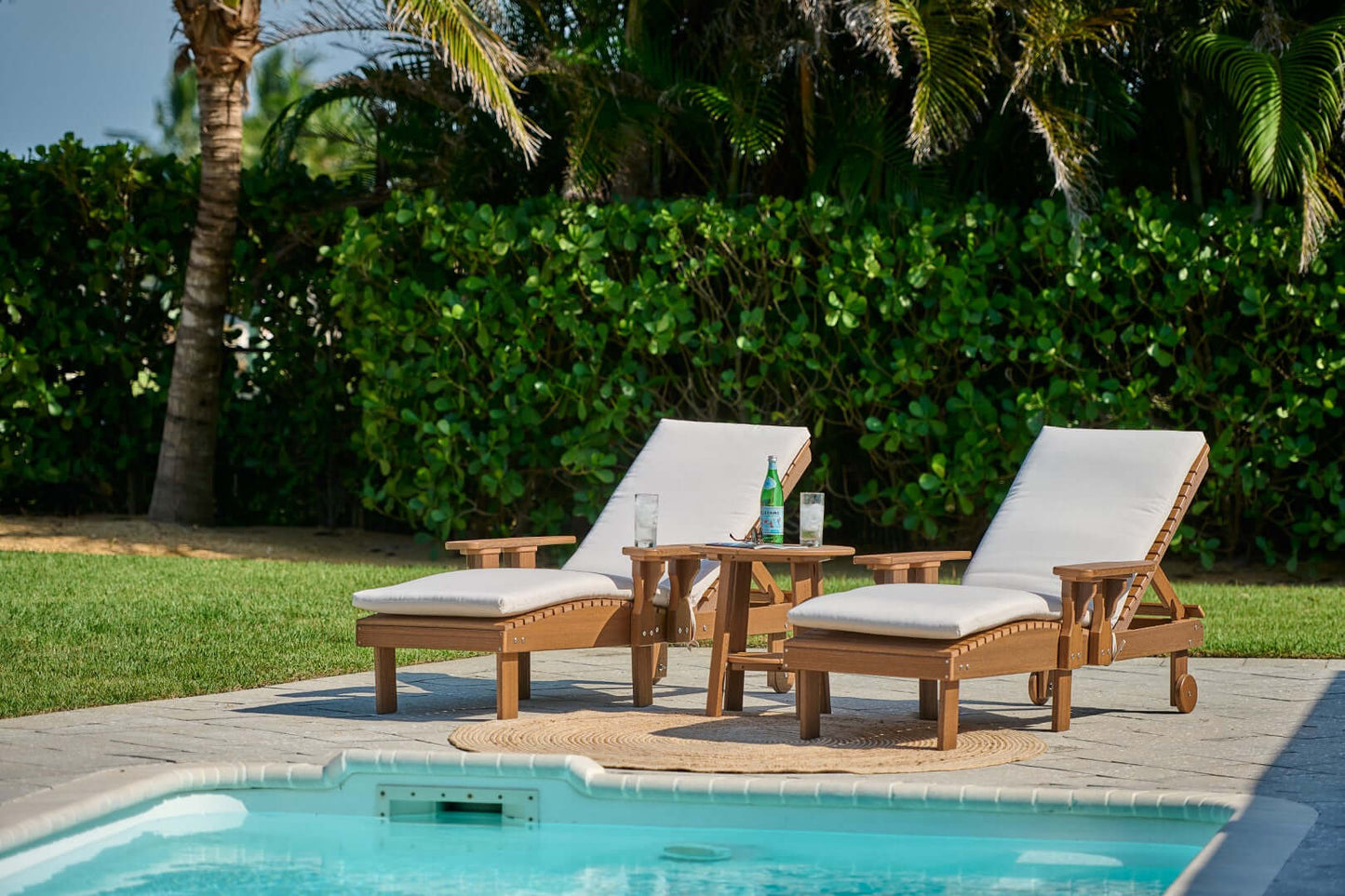 LuxCraft Outdoor Sun Lounge Chair 3-Piece Set made with weather-resistant materials