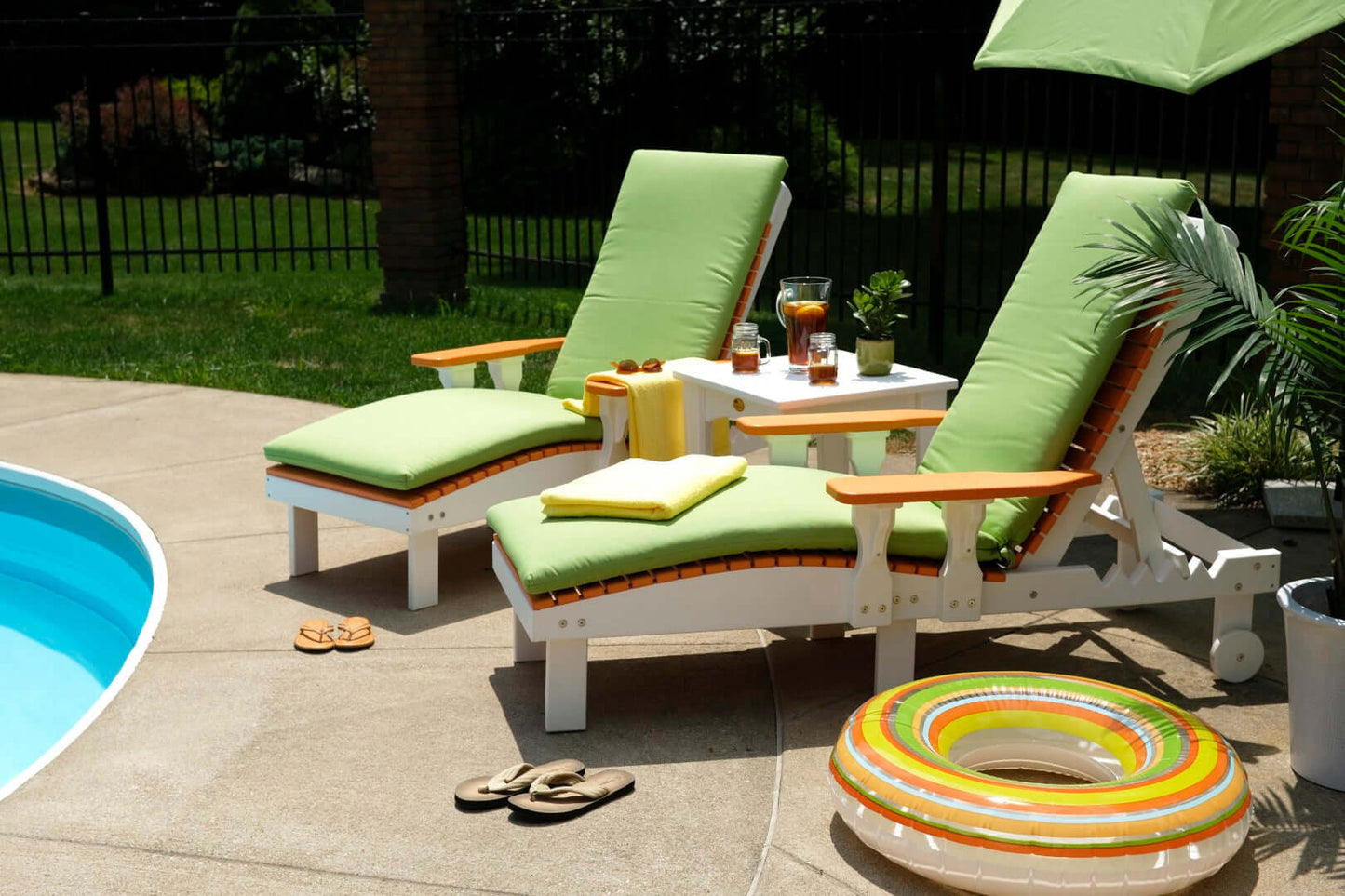 LuxCraft Outdoor Sun Lounge Chair 3-Piece Set made with weather-resistant materials