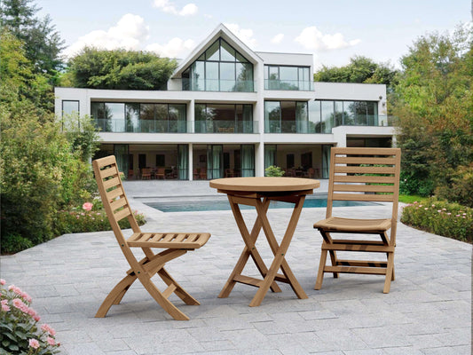 Teak wood 3-piece outdoor folding patio set