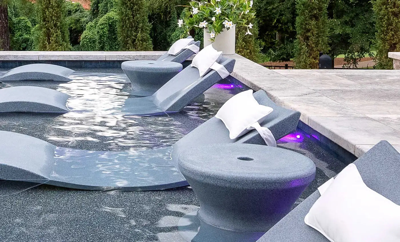 Ledge Lounger Signature Side Table is designed for in-pool use on sun shelves or tanning ledges with water depths up to 10 inches, or as a stylish addition to your deck.