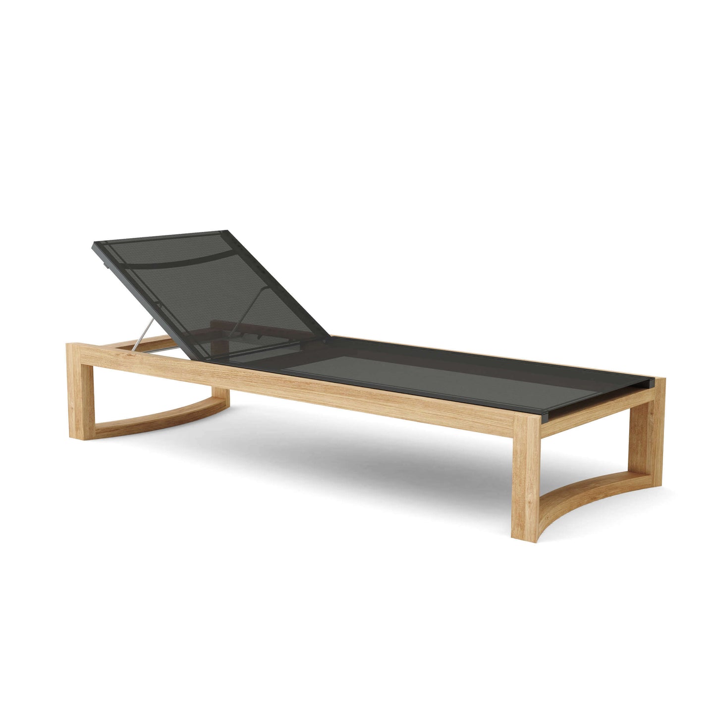 Anderson Teak Outdoor Sun Lounger made with batyline fabric and premium teak wood with adjustable backrest