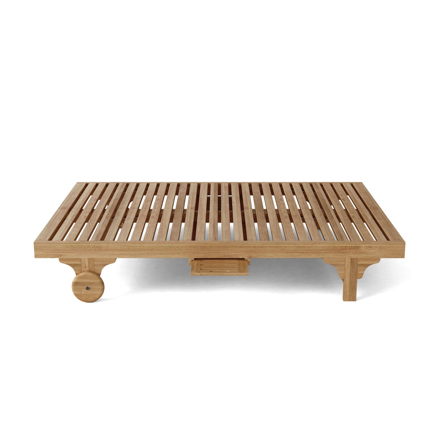All-weather teak wood outdoor sun chairs with Sunbrella outdoor cushions