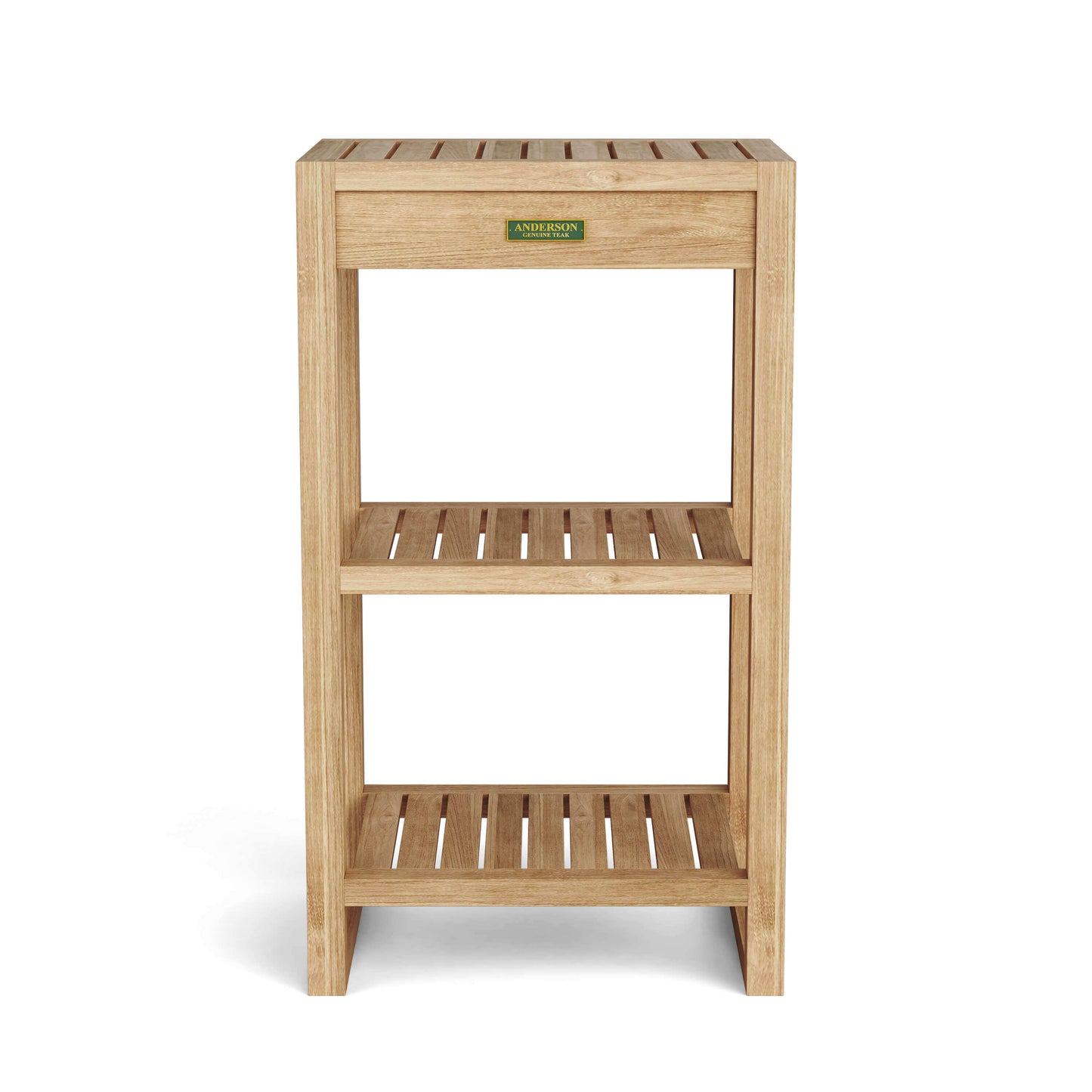 Teak wood dual-shelf spa towel table