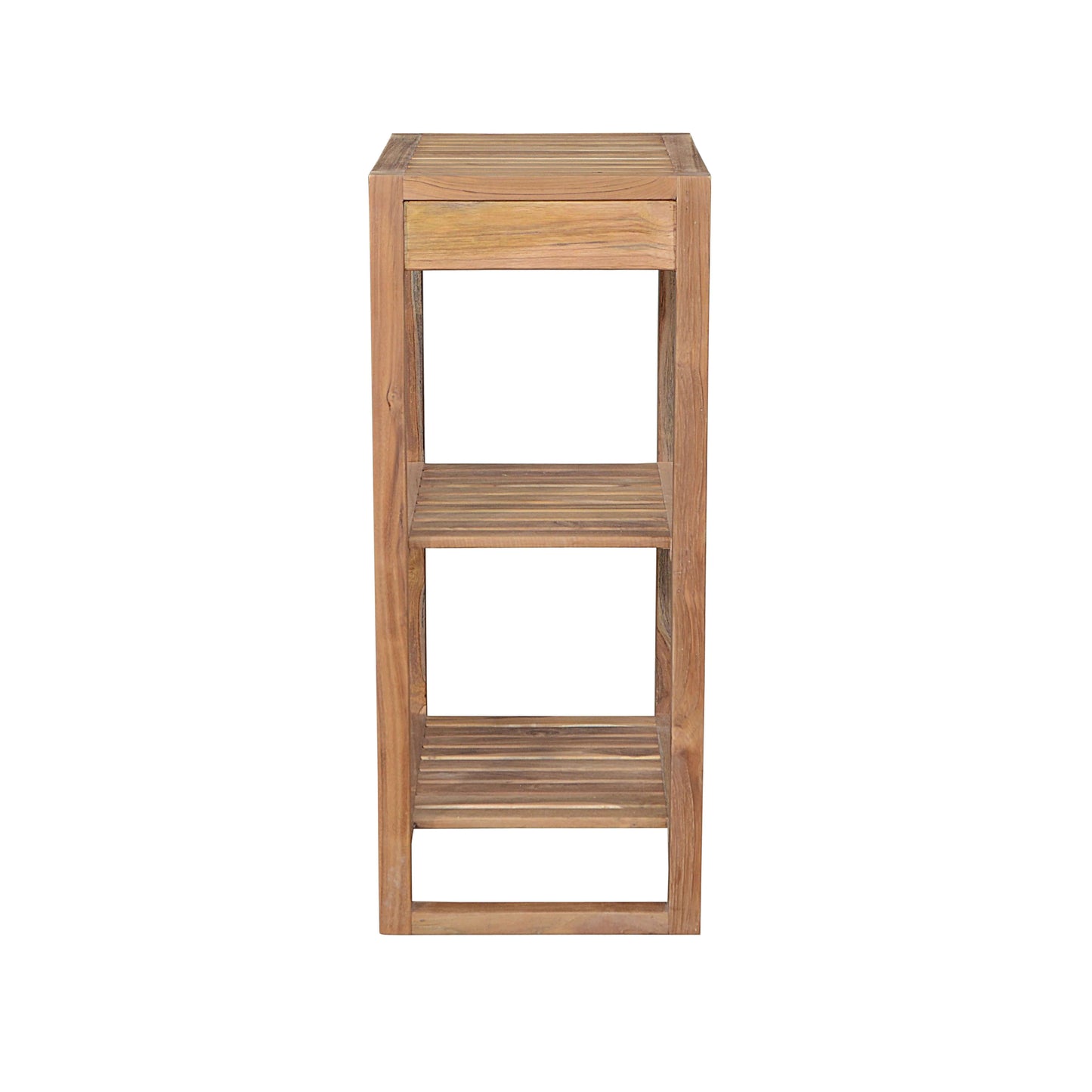 Teak wood dual-shelf spa towel table