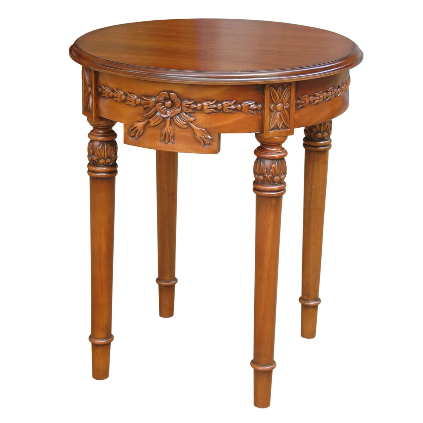 Solid Mahogany construction outdoor side table with rich antique finish