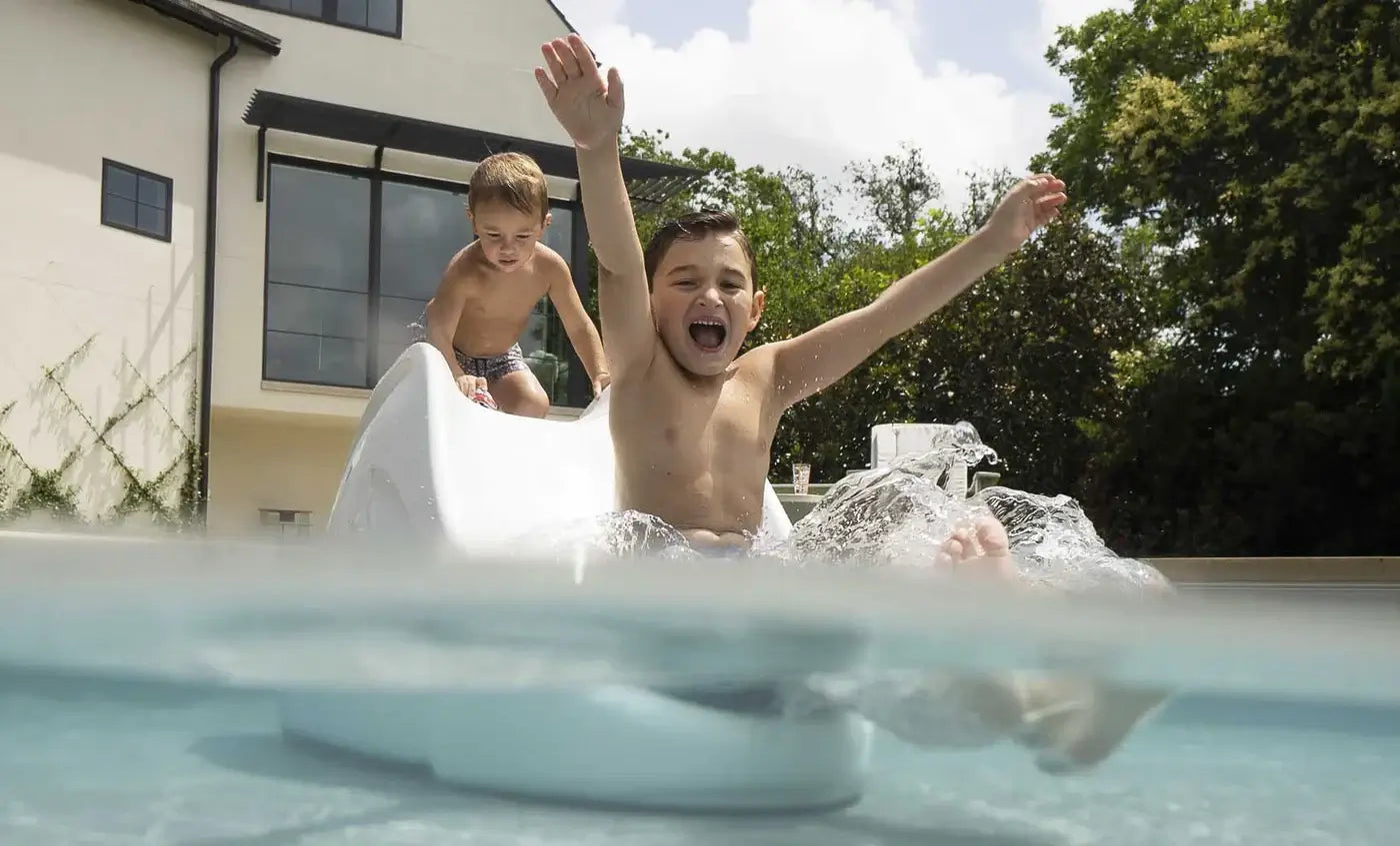 Designed for water depths of 0-12 inches, this slide is ideal for your pool’s tanning ledge, sun shelf, or on-deck use, creating a playful oasis for children ages 3 and up.