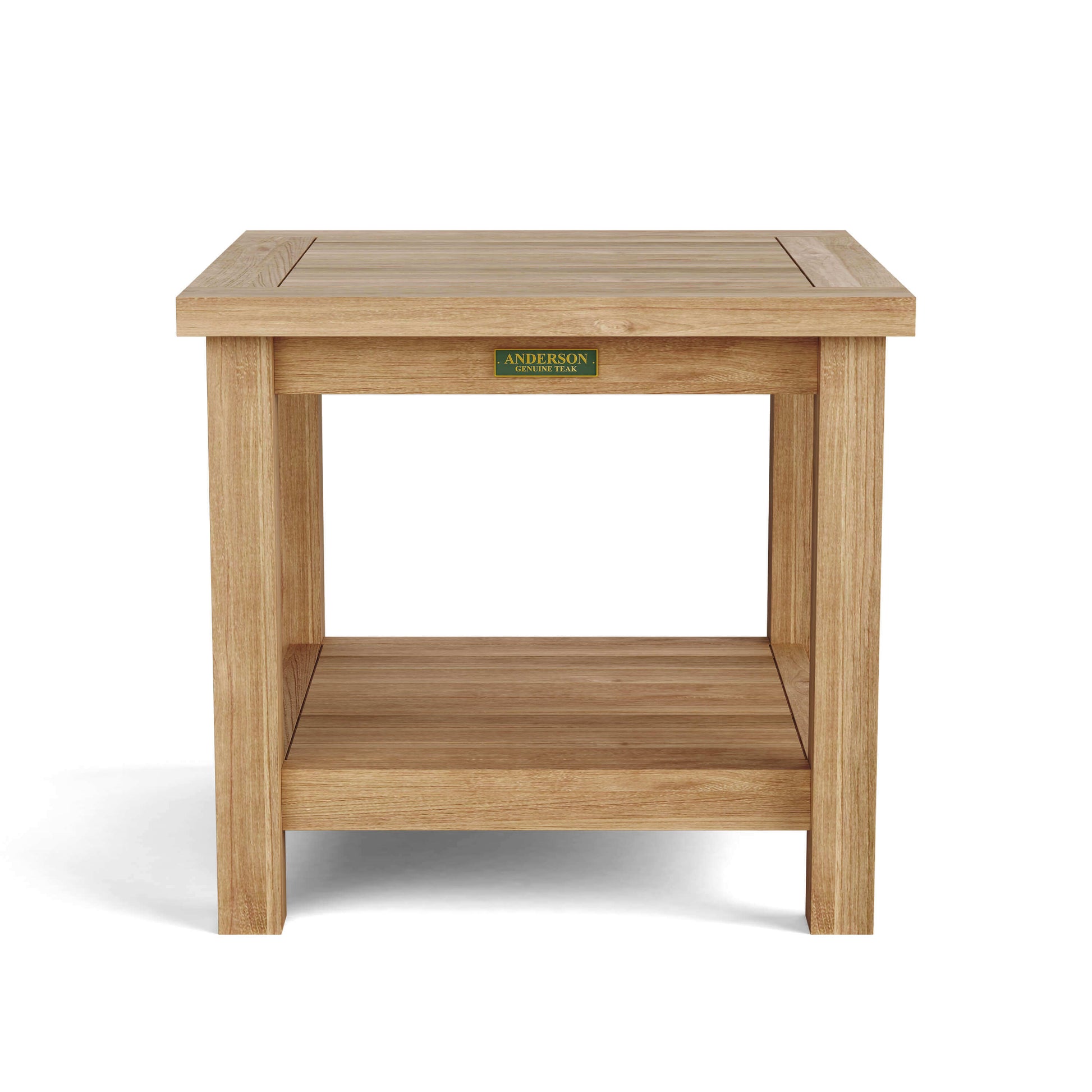 Anderson Teak 22" Outdoor Square Side Table that features 2-Tiers