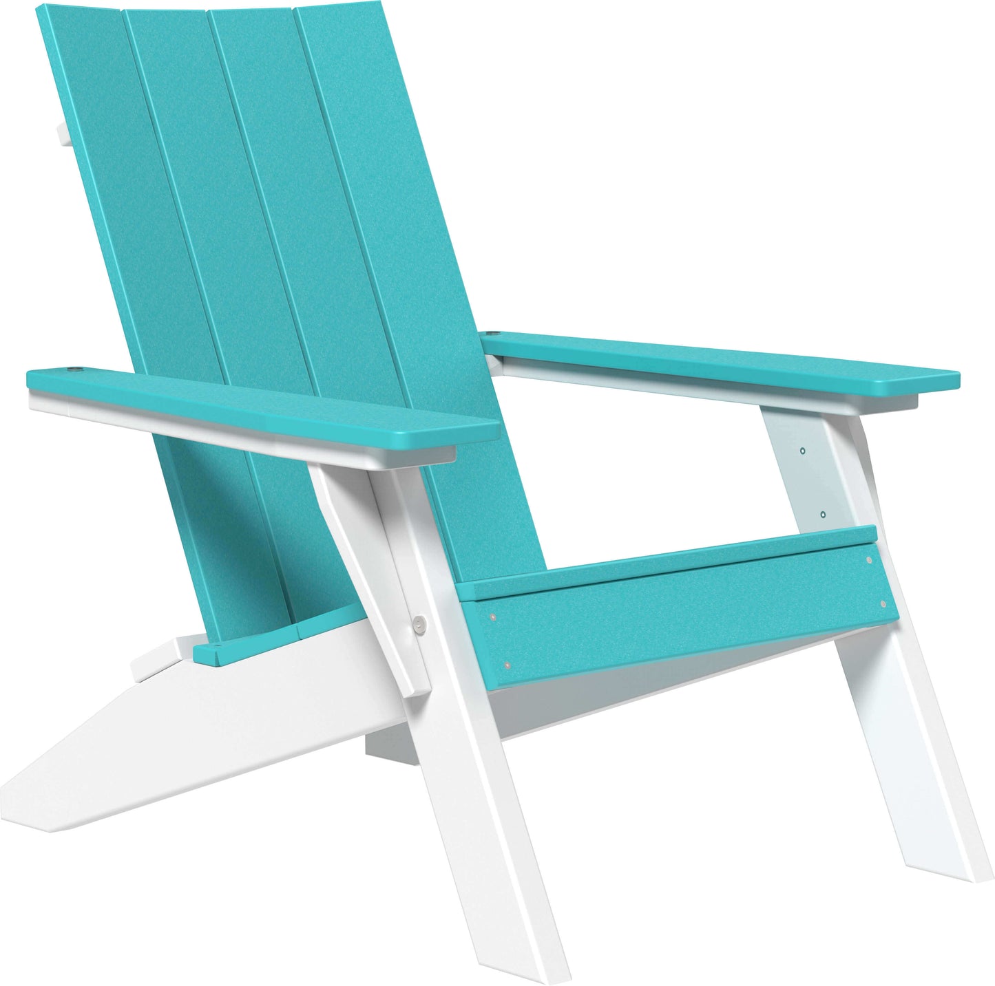 LuxCraft urban outdoor Adirondack chair with contoured seat and backrest providing ergonomic relaxation