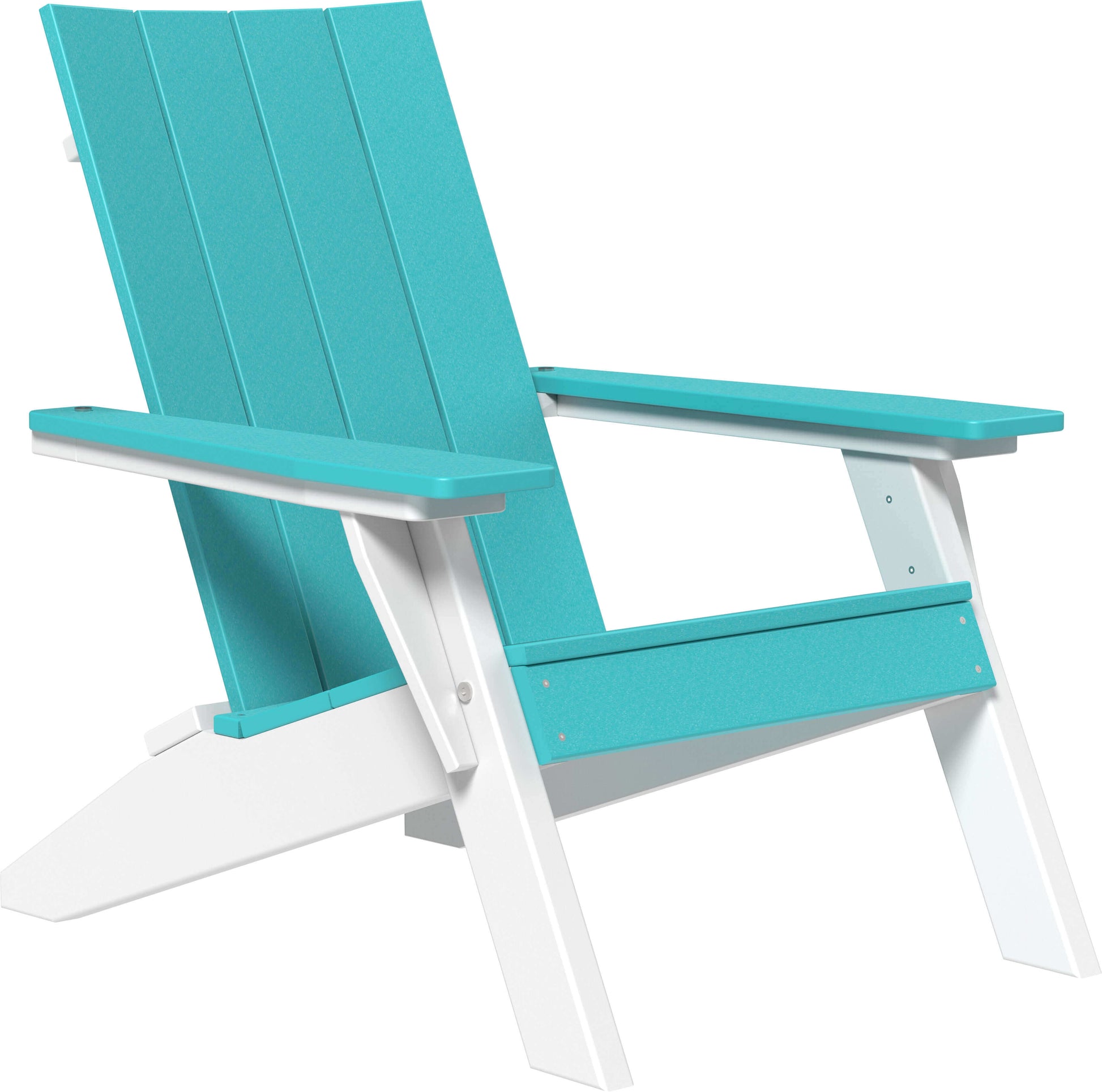 LuxCraft urban outdoor Adirondack chair with contoured seat and backrest providing ergonomic relaxation